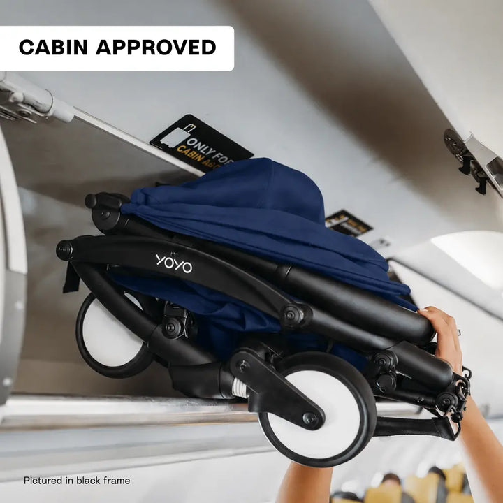 Stokke YOYO3 Stroller | Lightweight Compact Travel Stroller for Babies | Cabin Friendly &amp; Foldable | UPF 50+ Sun Protection | 5 Point Safety Harness | Award Winning Design | YOYO Stroller India | 6 Months to 4 Years – White/Air France Blue