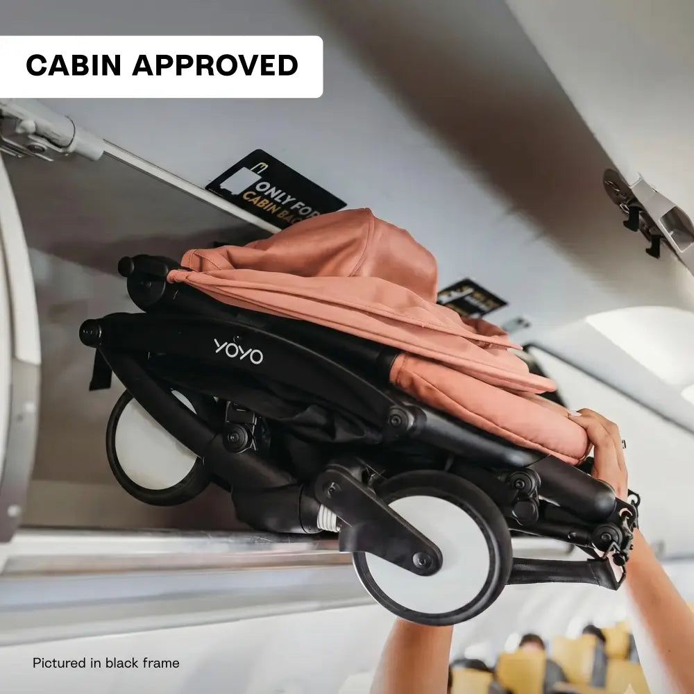Stokke YOYO3 Stroller | Lightweight Compact Travel Stroller for Babies | Cabin Friendly &amp; Foldable | UPF 50+ Sun Protection | 5 Point Safety Harness | Award Winning Design | YOYO Stroller India | 6 Months to 4 Years – White/Ginger