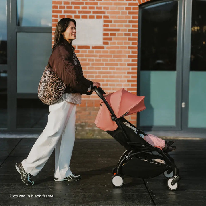 Stokke YOYO3 Stroller | Lightweight Compact Travel Stroller for Babies | Cabin Friendly &amp; Foldable | UPF 50+ Sun Protection | 5 Point Safety Harness | Award Winning Design | YOYO Stroller India | 6 Months to 4 Years – White/Ginger