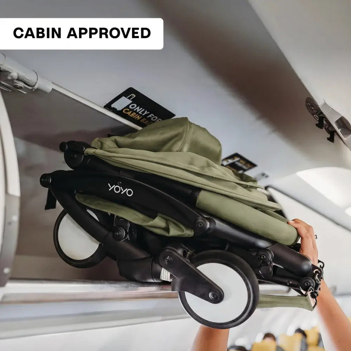 Stokke YOYO3 Stroller | Lightweight Compact Travel Stroller for Babies | Cabin Friendly &amp; Foldable | UPF 50+ Sun Protection | 5 Point Safety Harness | Award Winning Design | YOYO Stroller India | 6 Months to 4 Years - Black/Olive