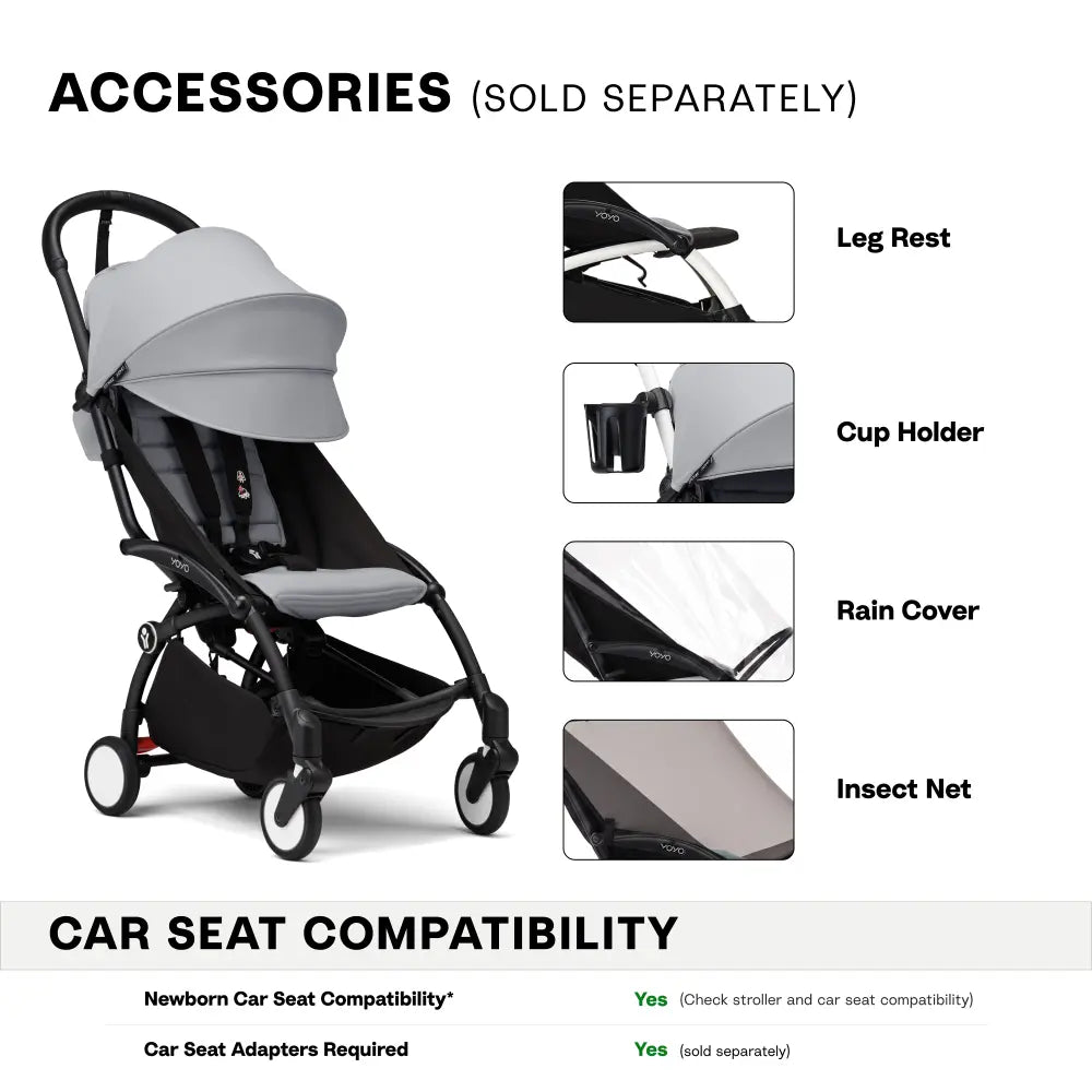 Stokke YOYO3 Stroller | Lightweight Compact Travel Stroller for Babies | Cabin Friendly &amp; Foldable | UPF 50+ Sun Protection | 5 Point Safety Harness | Award Winning Design | YOYO Stroller India | 6 Months to 4 Years - Black/Stone