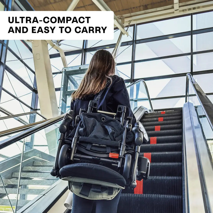 Stokke YOYO3 Stroller | Lightweight Compact Travel Stroller for Babies | Cabin Friendly &amp; Foldable | UPF 50+ Sun Protection | 5 Point Safety Harness | Award Winning Design | YOYO Stroller India | 6 Months to 4 Years - Black/Stone