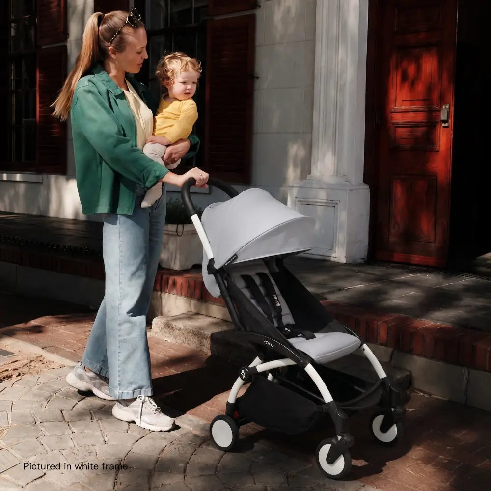 Stokke YOYO3 Stroller | Lightweight Compact Travel Stroller for Babies | Cabin Friendly &amp; Foldable | UPF 50+ Sun Protection | 5 Point Safety Harness | Award Winning Design | YOYO Stroller India | 6 Months to 4 Years - Black/Stone