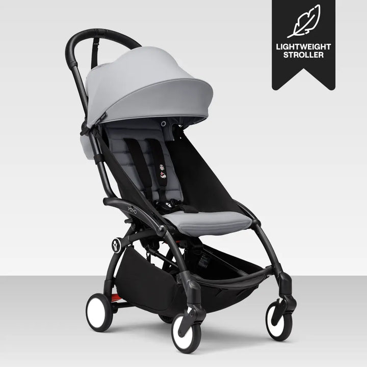 Stokke YOYO3 Stroller | Lightweight Compact Travel Stroller for Babies | Cabin Friendly &amp; Foldable | UPF 50+ Sun Protection | 5 Point Safety Harness | Award Winning Design | YOYO Stroller India | 6 Months to 4 Years - Black/Stone