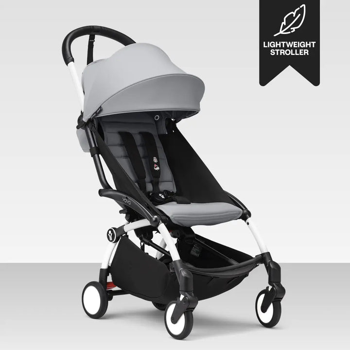 Stokke YOYO3 Stroller | Lightweight Compact Travel Stroller for Babies | Cabin Friendly &amp; Foldable | UPF 50+ Sun Protection | 5 Point Safety Harness | Award Winning Design | YOYO Stroller India | 6 Months to 4 Years – White/Stone