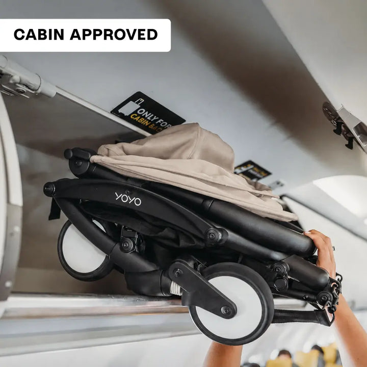 Stokke YOYO3 Stroller | Lightweight Compact Travel Stroller for Babies | Cabin Friendly &amp; Foldable | UPF 50+ Sun Protection | 5 Point Safety Harness | Award Winning Design | YOYO Stroller India | 6 Months to 4 Years - Black/Taupe