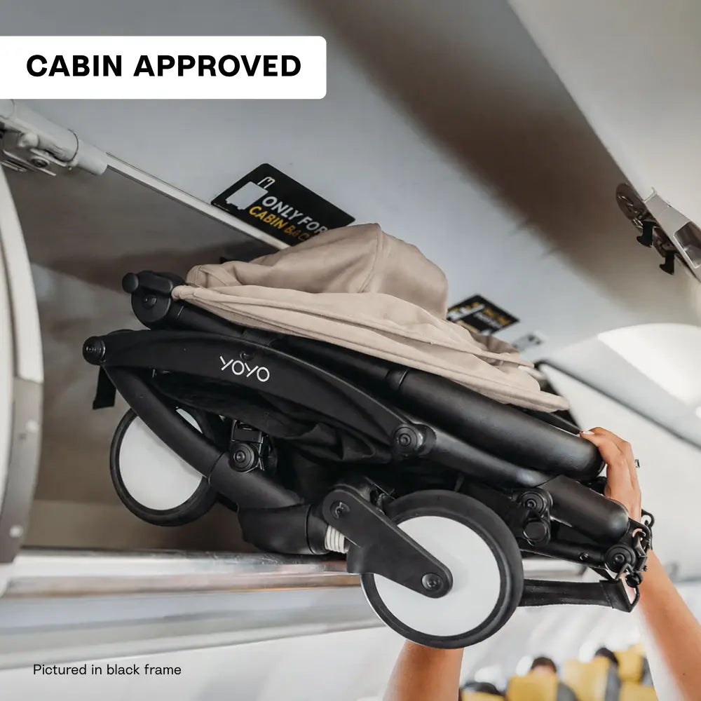 Stokke YOYO3 Stroller | Lightweight Compact Travel Stroller for Babies | Cabin Friendly &amp; Foldable | UPF 50+ Sun Protection | 5 Point Safety Harness | Award Winning Design | YOYO Stroller India | 6 Months to 4 Years – White/Taupe