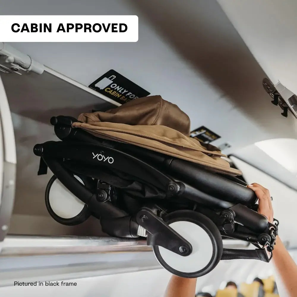 Stokke YOYO3 Stroller | Lightweight Compact Travel Stroller for Babies | Cabin Friendly &amp; Foldable | UPF 50+ Sun Protection | 5 Point Safety Harness | Award Winning Design | YOYO Stroller India | 6 Months to 4 Years – White/Toffee