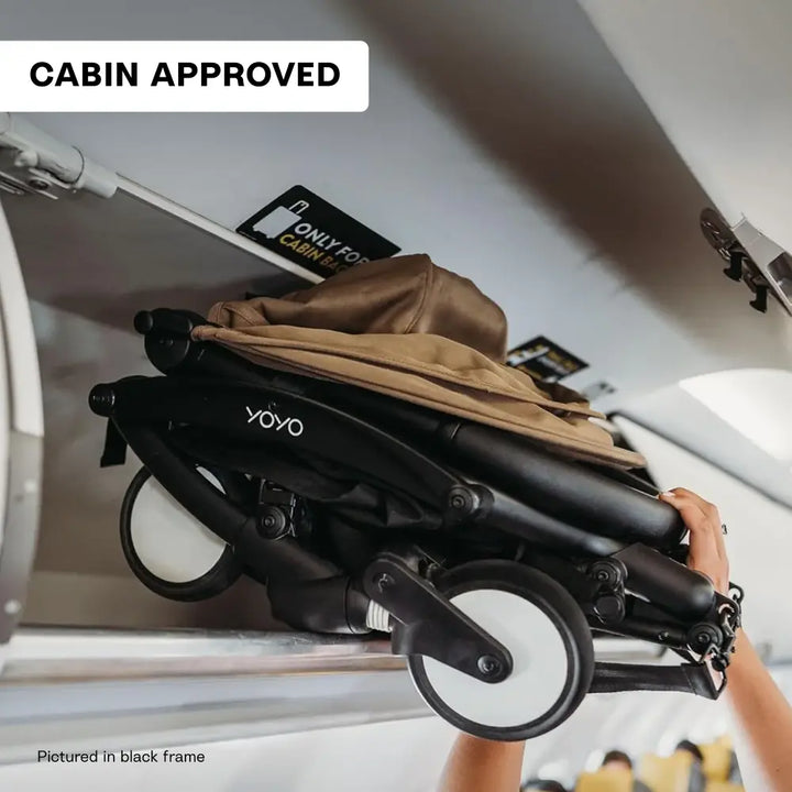 Stokke YOYO3 Stroller | Lightweight Compact Travel Stroller for Babies | Cabin Friendly &amp; Foldable | UPF 50+ Sun Protection | 5 Point Safety Harness | Award Winning Design | YOYO Stroller India | 6 Months to 4 Years – White/Toffee