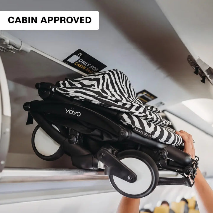 Stokke YOYO3 Stroller | Lightweight Compact Travel Stroller for Babies | Cabin Friendly &amp; Foldable | UPF 50+ Sun Protection | 5 Point Safety Harness | Award Winning Design | YOYO Stroller India | 6 Months to 4 Years - Black/Zebra