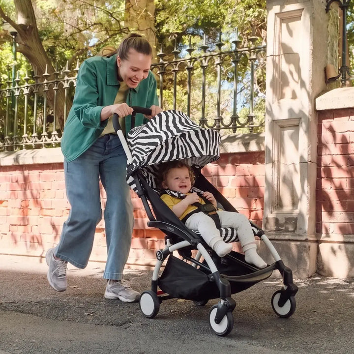 Stokke YOYO3 Stroller | Lightweight Compact Travel Stroller for Babies | Cabin Friendly &amp; Foldable | UPF 50+ Sun Protection | 5 Point Safety Harness | Award Winning Design | YOYO Stroller India | 6 Months to 4 Years – White/Zebra