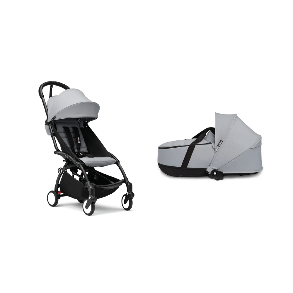 babyzen yoyo+ stroller black grey Stokke YOYO³ Complete Stroller Combo With Bassinet – Black Frame, Newb – AllThingsBaby.com