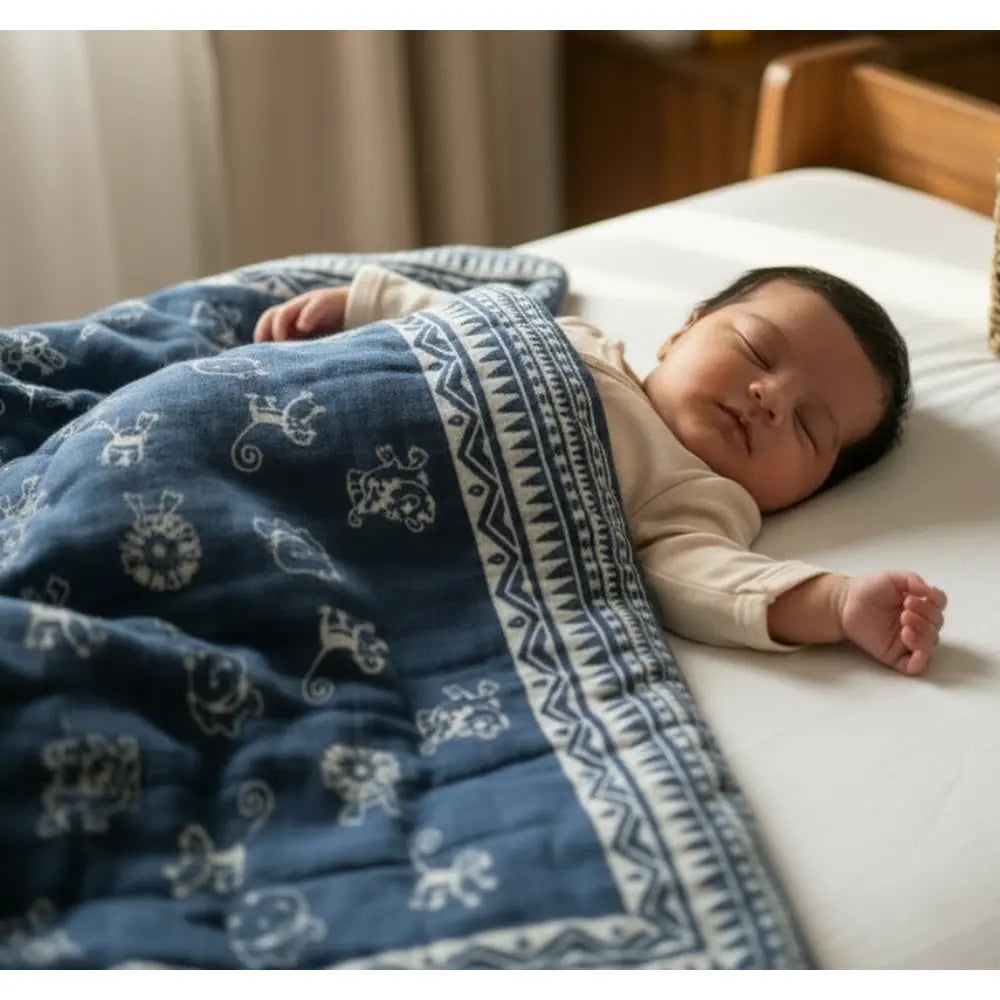 Whitewater Kids Organic Cotton Infant Reversible Zoo Blanket Cum Quilt