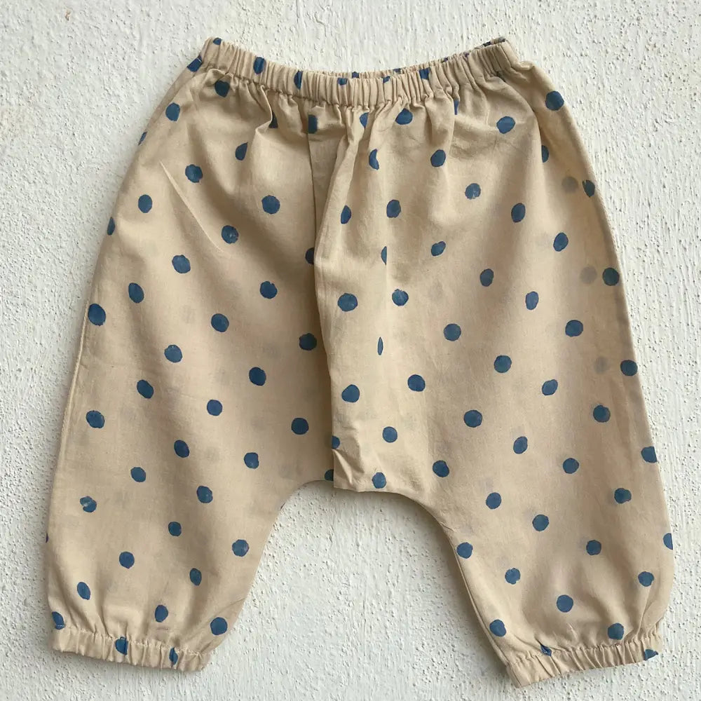 Whitewater Kids Unisex Organic Indigo Polka Kurta With Matching Pants