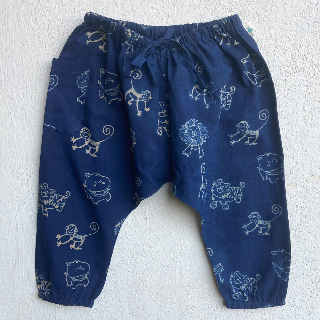 Whitewater Kids Unisex Organic Zoo Print Indigo Kurta &amp; Pants