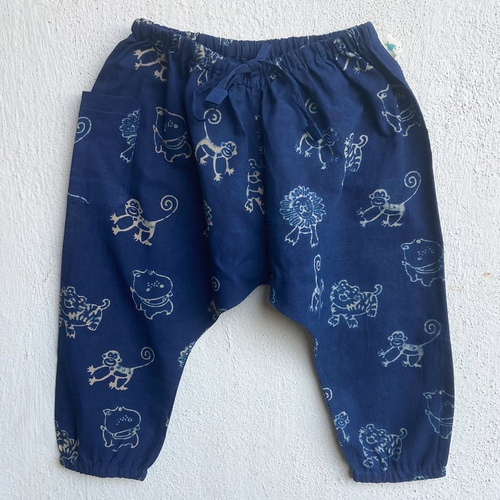 Whitewater Kids Unisex Organic Zoo Print Indigo Kurta &amp; Pants