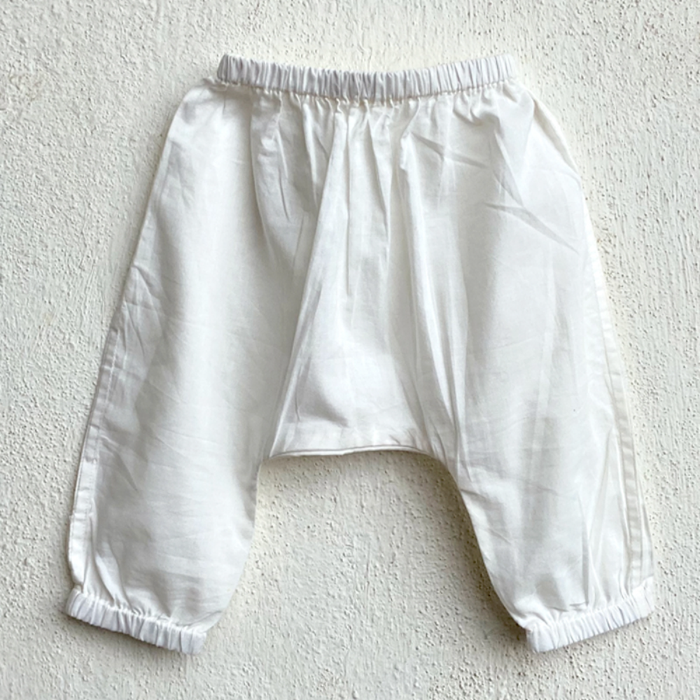 Whitewater Kids Unisex Organic Zoo Print Indigo Angarakha Top & White Pants