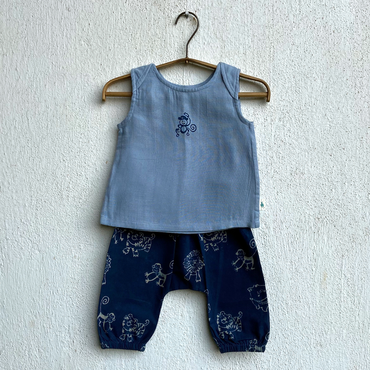 Whitewater Kids Unisex Organic Zoo Monkey Jhabla Set