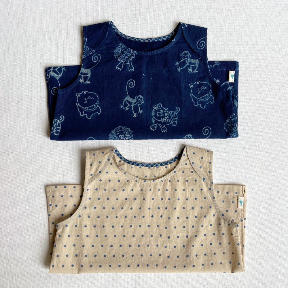 Whitewater Kids Unisex Organic Zoo Jhabla Bag - Indigo &amp; Natural