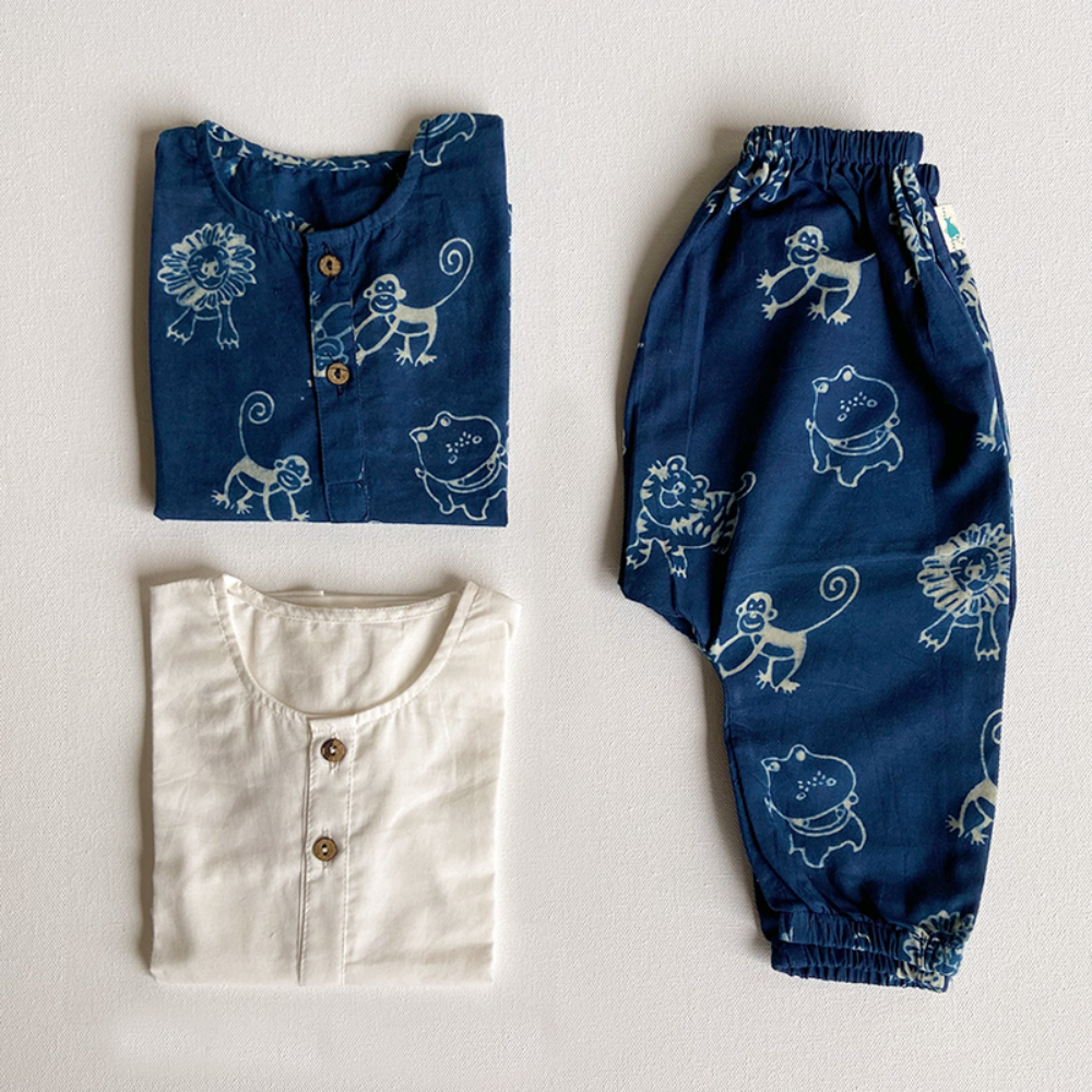Whitewater Kids Unisex Organic Zoo Set - Kurta &amp; Pant