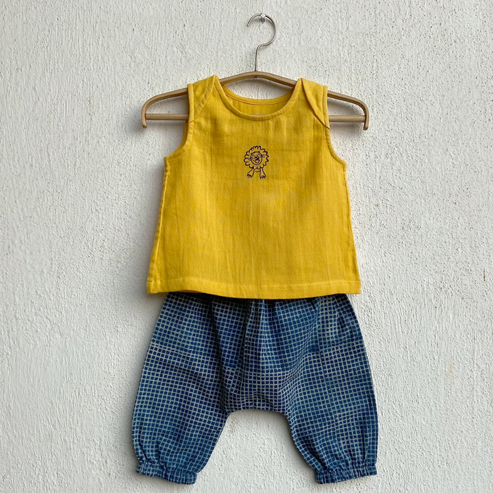 Whitewater Kids Unisex Organic Zoo Jabla Set - Yellow &amp; Indigo