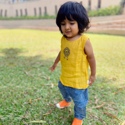 Whitewater Kids Unisex Organic Zoo Jabla Set - Yellow & Indigo