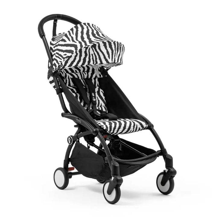 Stokke YOYO3 Stroller | Lightweight Compact Travel Stroller for Babies | Cabin Friendly &amp; Foldable | UPF 50+ Sun Protection | 5 Point Safety Harness | Award Winning Design | YOYO Stroller India | 6 Months to 4 Years - Black/Zebra