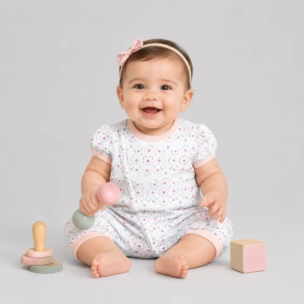 Tiny Twig Mandala Zipsuit Puff Sleeve