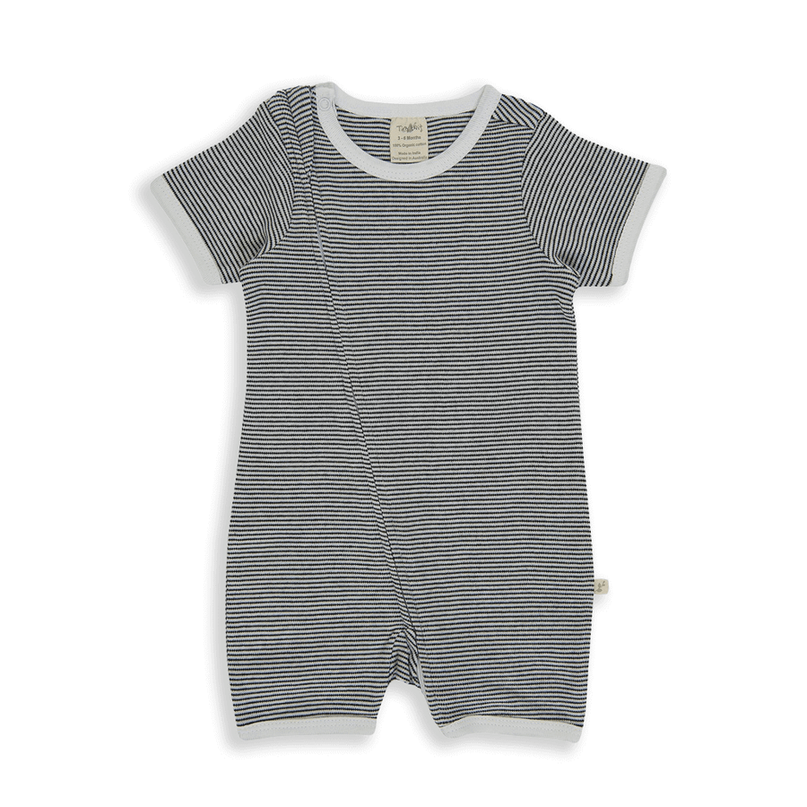 Tiny Twig Zipsuit S/S Graphite Stripes