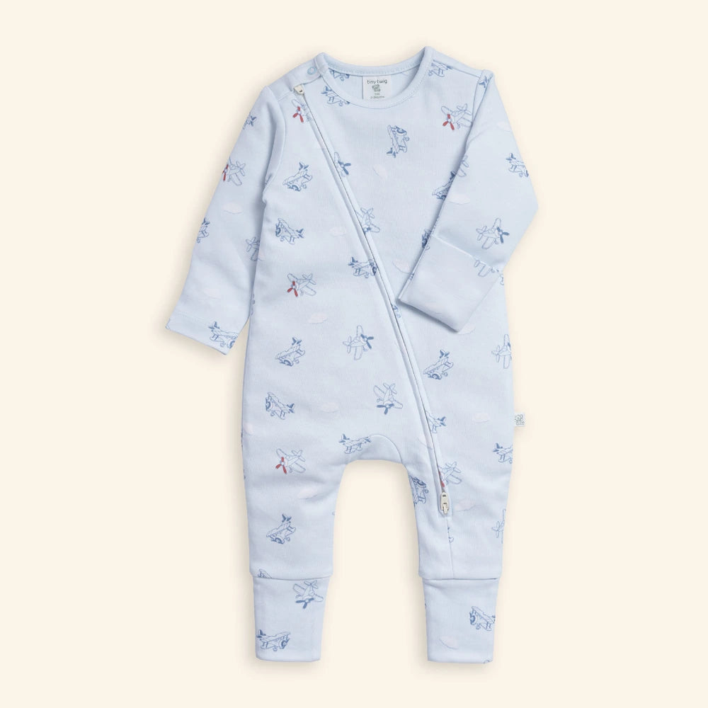 Tiny Twig Sky Patrol Zipsuit - Powder Blue