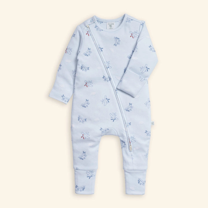 Tiny Twig Sky Patrol Zipsuit - Powder Blue