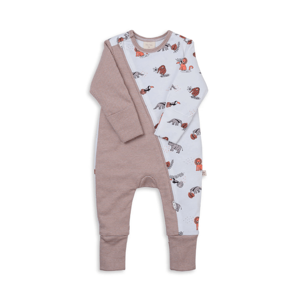 Tiny Twig Zipsuit Long Sleeve Desert Dash / Café Stripes