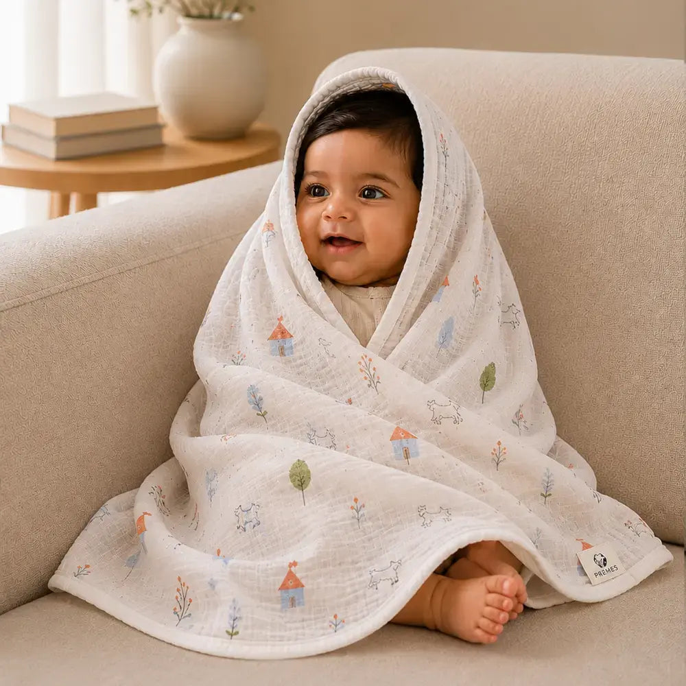 Prekies Newborn Cotton Swaddles Little Explorer Print - Multi (Set of 3)