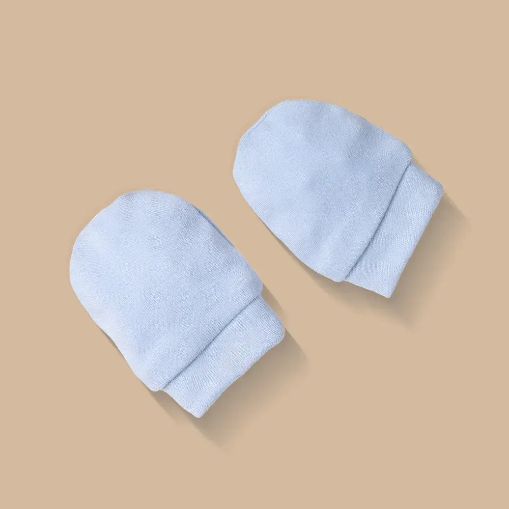 Prekies Newborn Cotton Cap, Mittens &amp; Booties Set - Blue