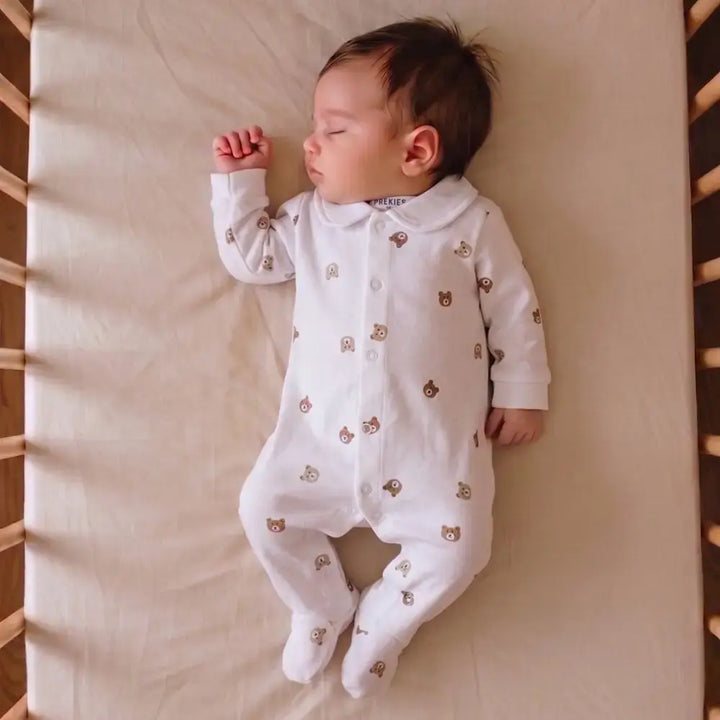 Prekies Newborn Cotton Sleepsuits Bear Face Print - Multi (Set of 3)