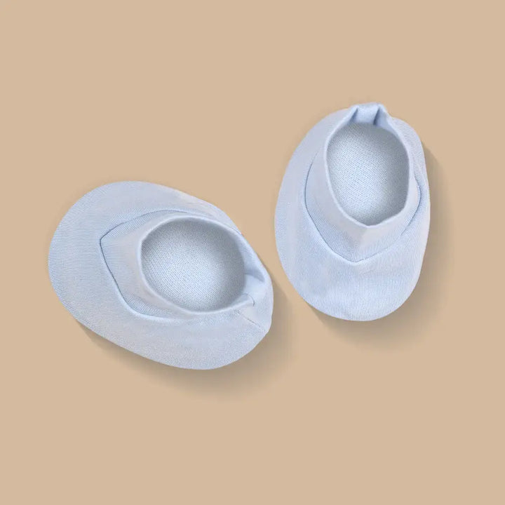 Prekies Newborn Cotton Cap, Mittens &amp; Booties Set - Blue