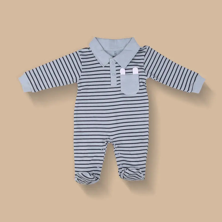 Prekies Newborn Cotton Sleepsuits Bear Face Print - Multi (Set of 3)