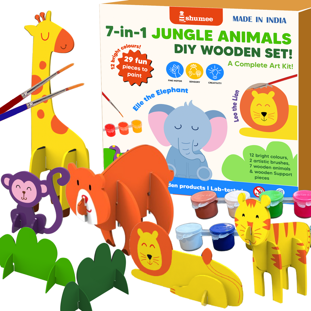 Shumee 3D Wooden Animal Art &amp; Craft Kit (3+ Years) | Rakhi Gift for Sister Kids