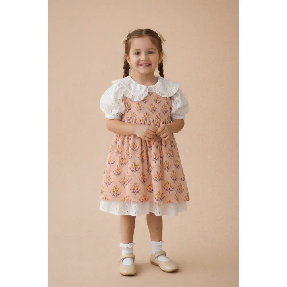 PureCloth.Co Classic White Hakoba Lace Dress/Handblocked Apron