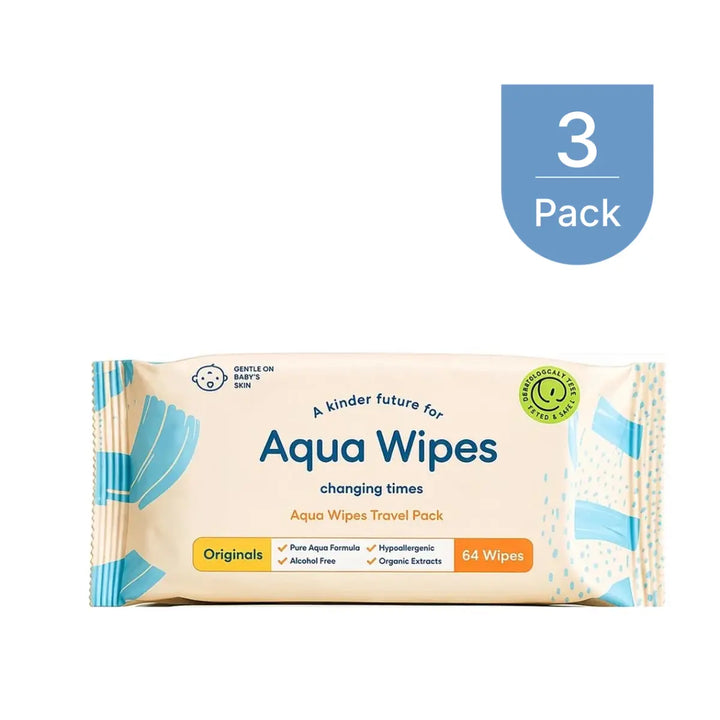 Aqua Wipes Originals Baby Wipes – 64 Wipes Per Pack – Pack of 3, 6, 9 &amp; 12