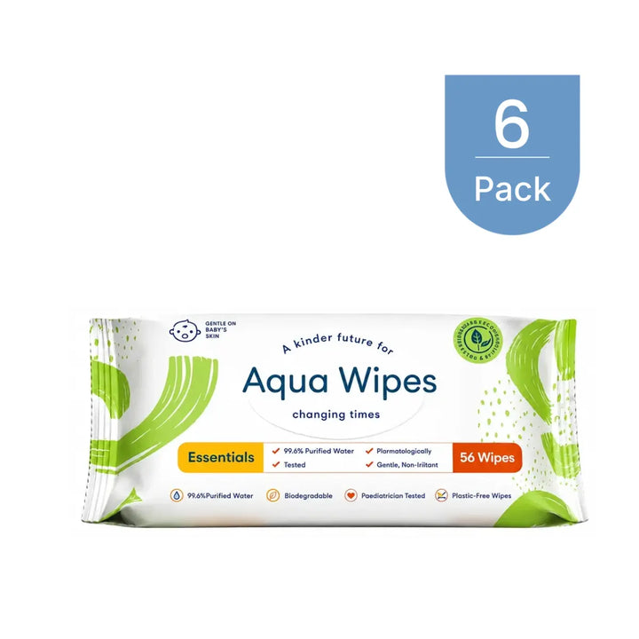 Aqua Wipes Essentials Baby Wipes – 56 Wipes Per Pack – Pack of 3, 6, 9 &amp; 12