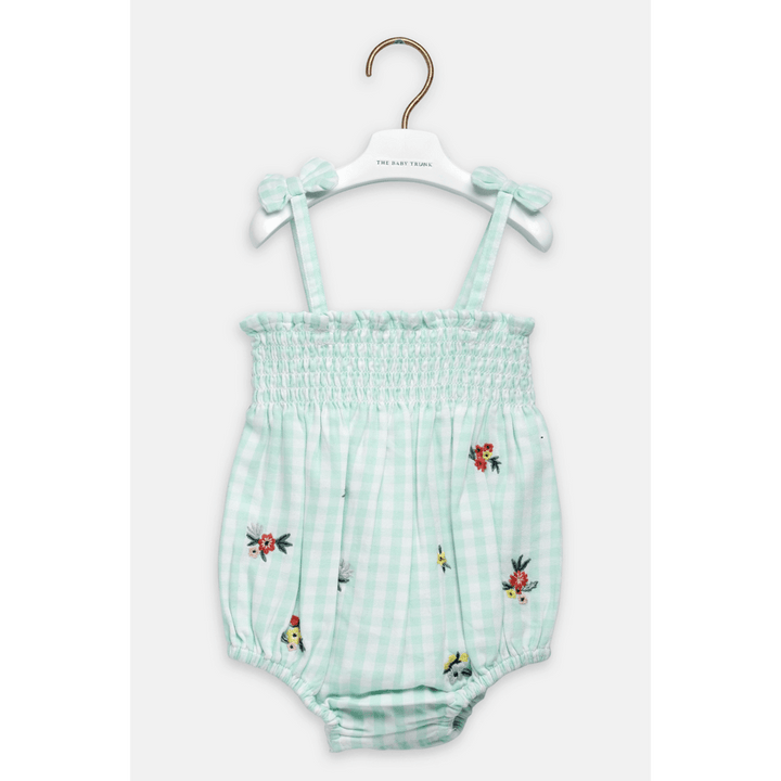 The Baby Trunk Check Embroidery Romper