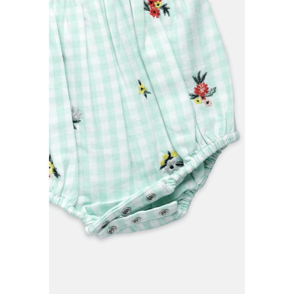 The Baby Trunk Check Embroidery Romper