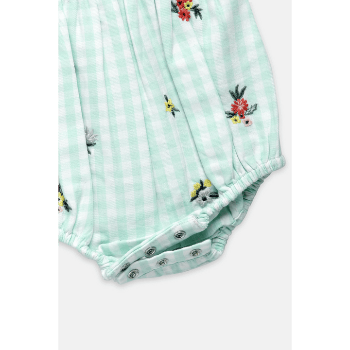 The Baby Trunk Check Embroidery Romper