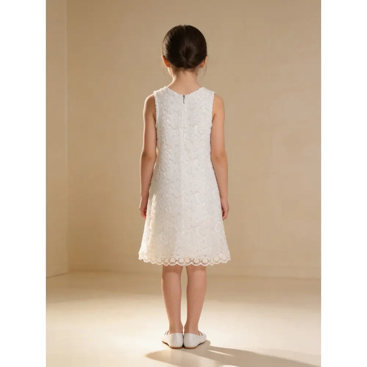 The Baby Trunk - Lace Applique Dress &amp; Flower TicTac For Girls