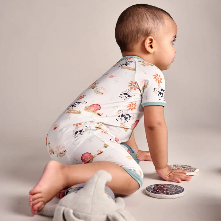 Bubz Bamboo Baby Romper - Soft Breathable Two-Way Zip - Barn