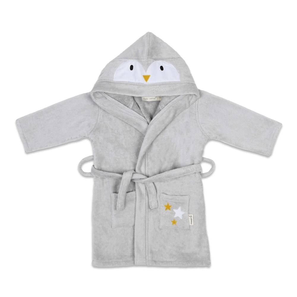 Masilo Hooded Personalised Baby Robe - Penguin