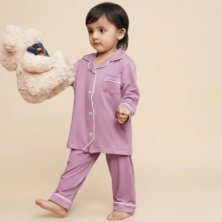 Bubz Bamboo Unisex Collared Pajama Set - Mauve