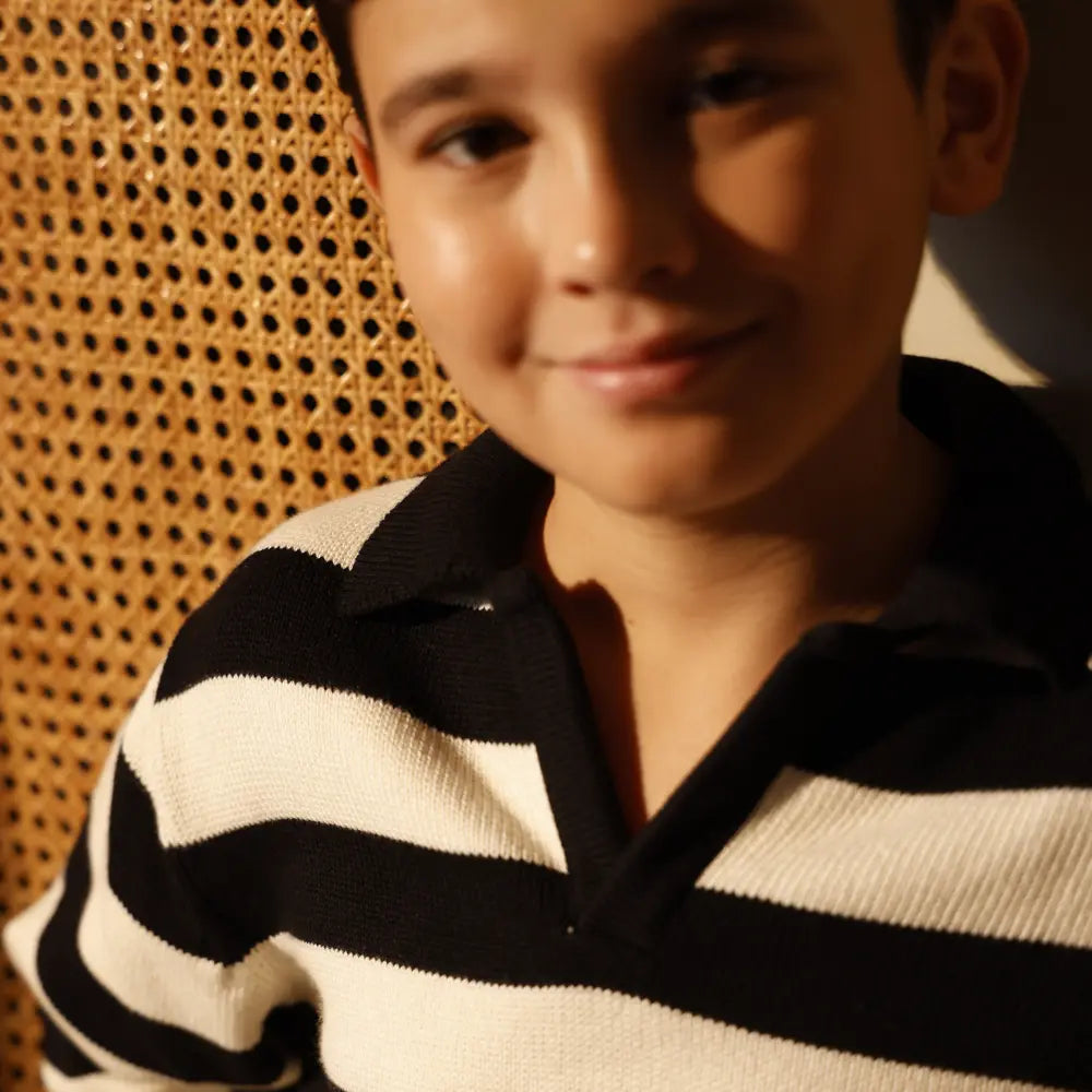 Krawl Kids Contrast Polo - Black &amp; White