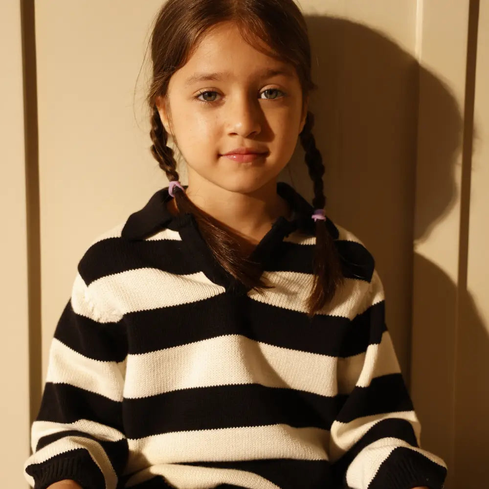 Krawl Kids Contrast Polo - Black &amp; White